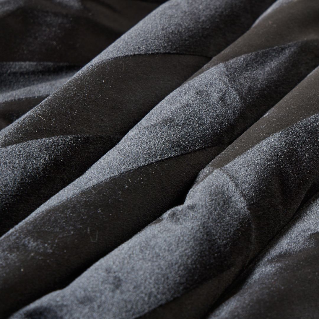 Black Velvet Stripe Snuggle Fleece Comforter Set