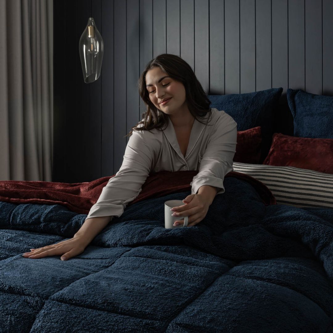 Midnight Blue Snuggle Fleece Comforter Set