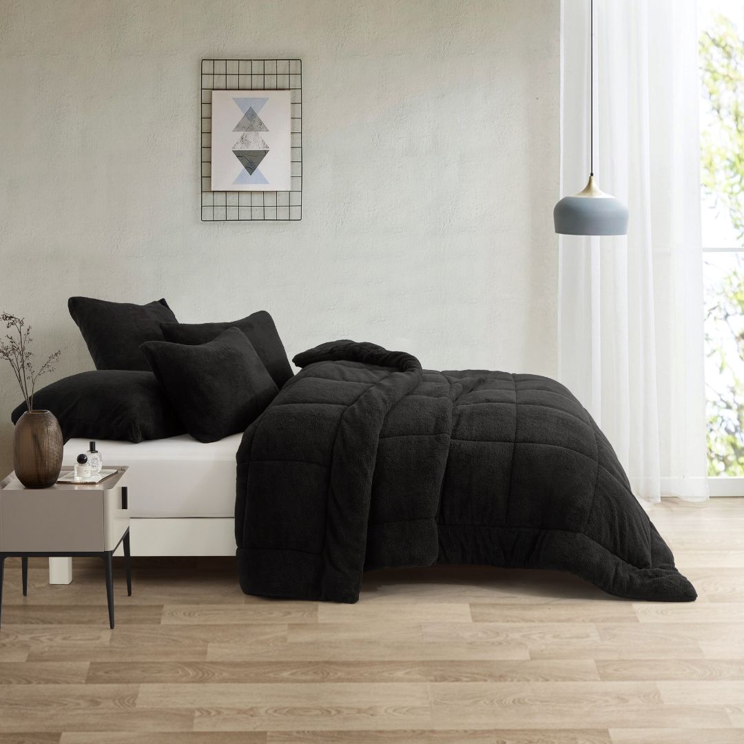 Black Snuggle Fleece Comforter Set