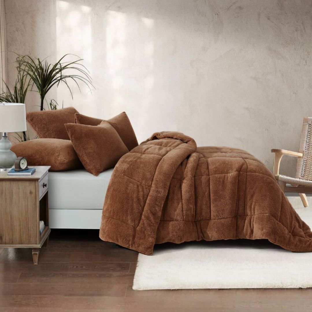 Mocha Snuggle Fleece Comforter Set