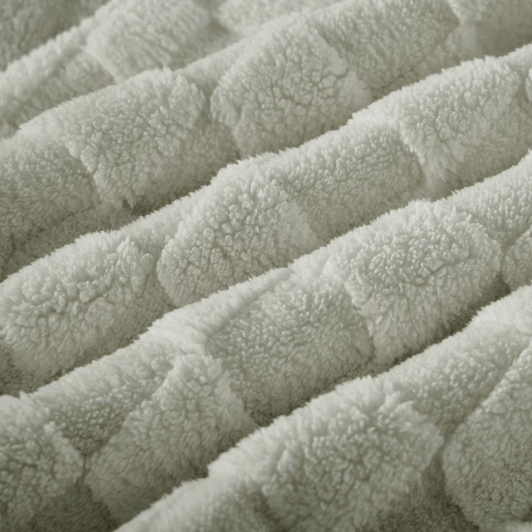 Checkered Soft Sage Snuggle Fleece Comforter Set