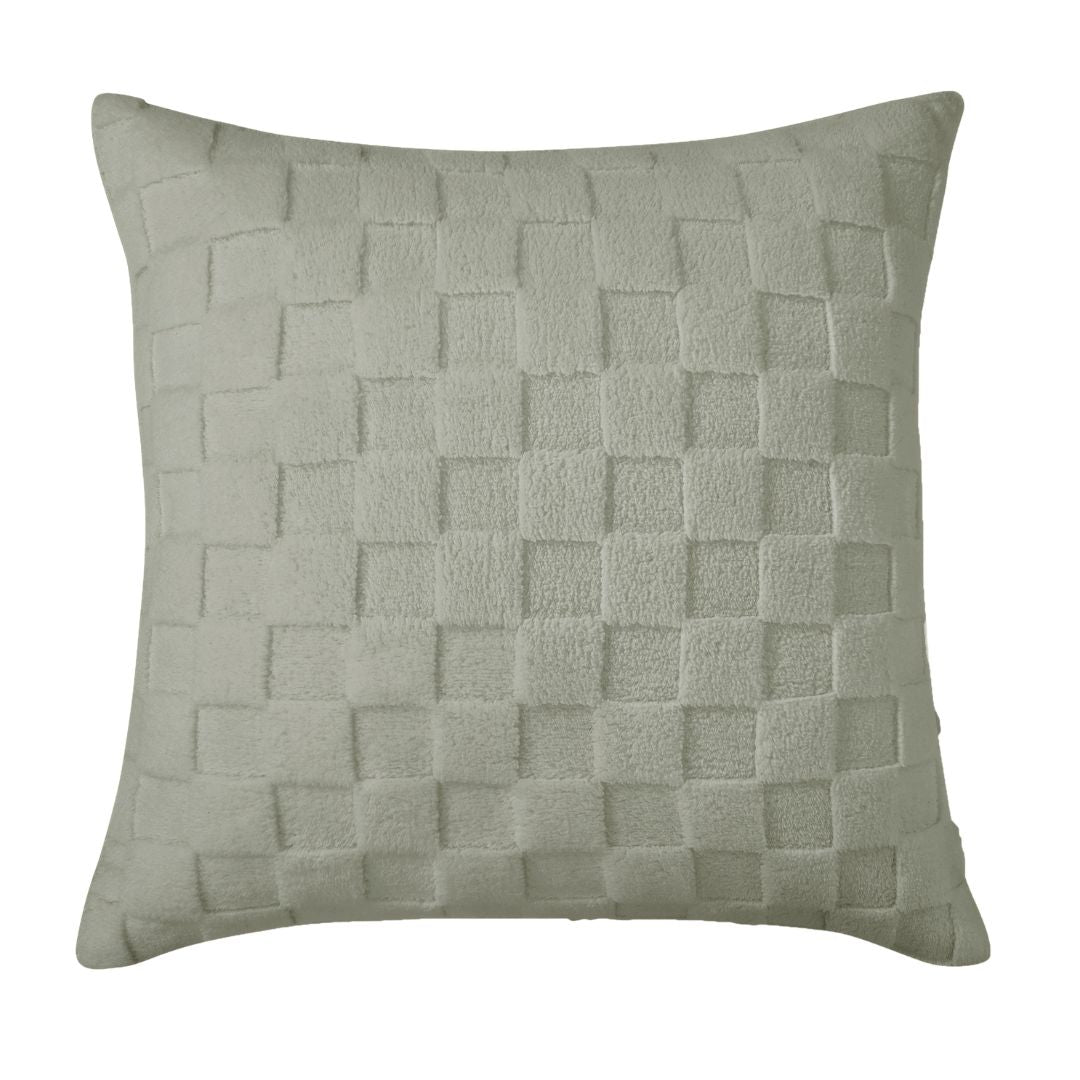 Checkered Soft Sage Snuggle Fleece Comforter Set
