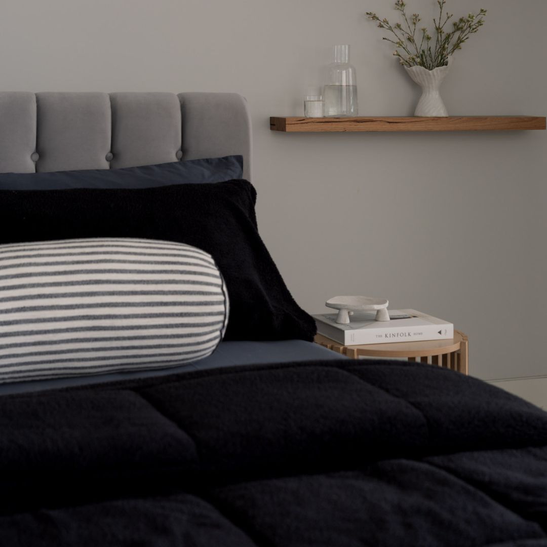 Black Snuggle Fleece Comforter Set