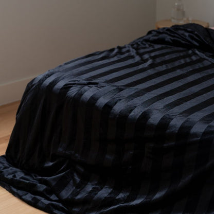 Black Velvet Stripe Snuggle Fleece Comforter Set