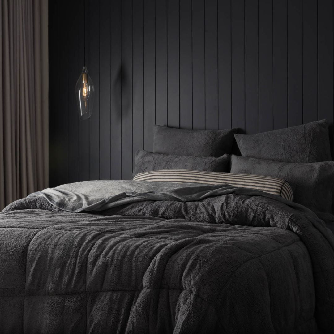 Steel Charcoal Snuggle Fleece Comforter Set
