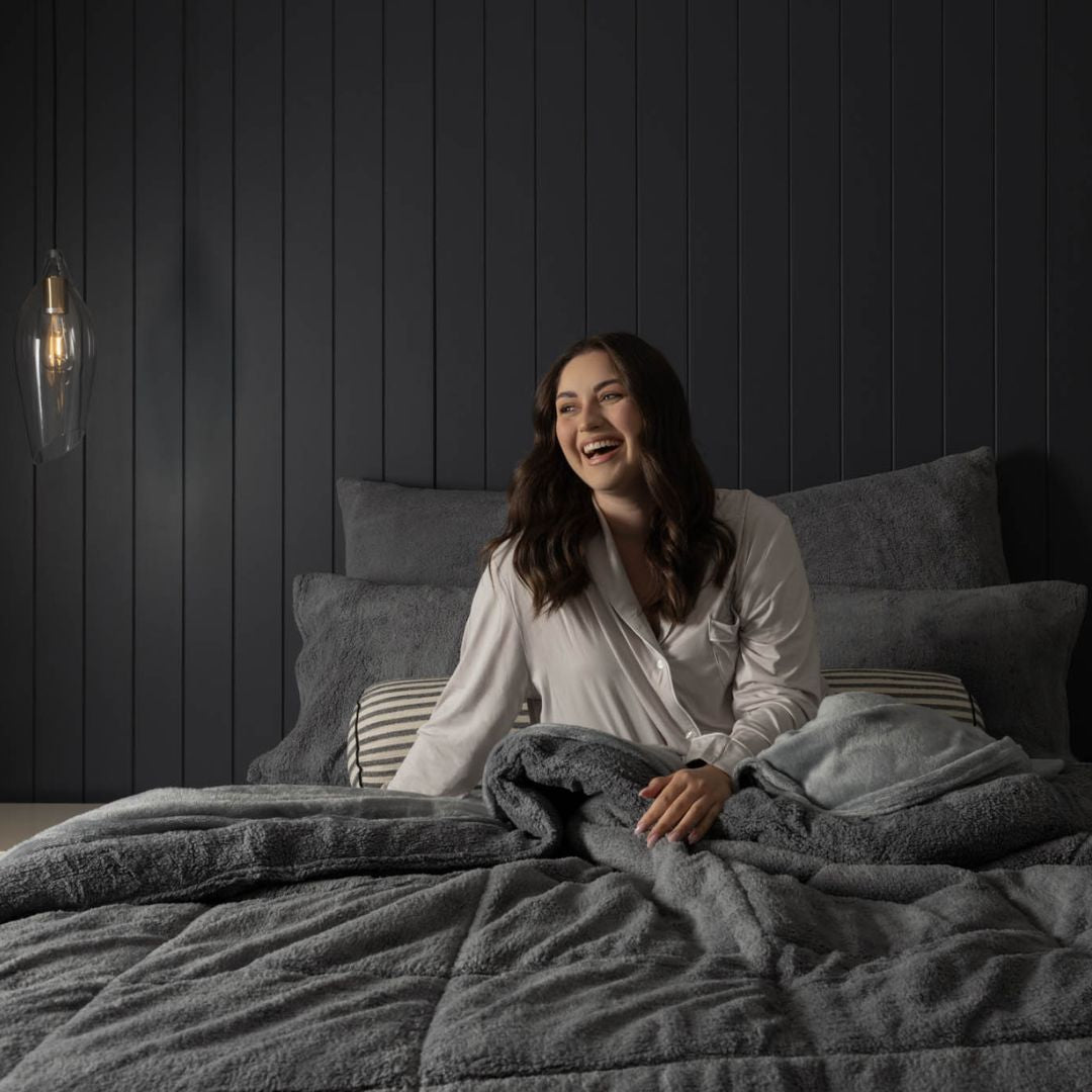 Steel Charcoal Snuggle Fleece Comforter Set