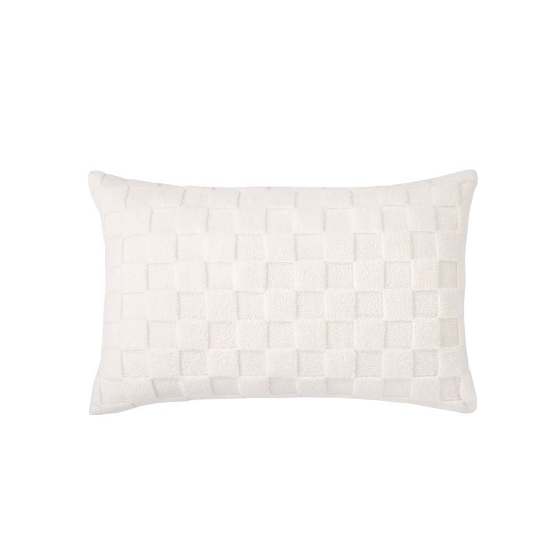 Checkered Cream Snuggle Fleece Comforter Set