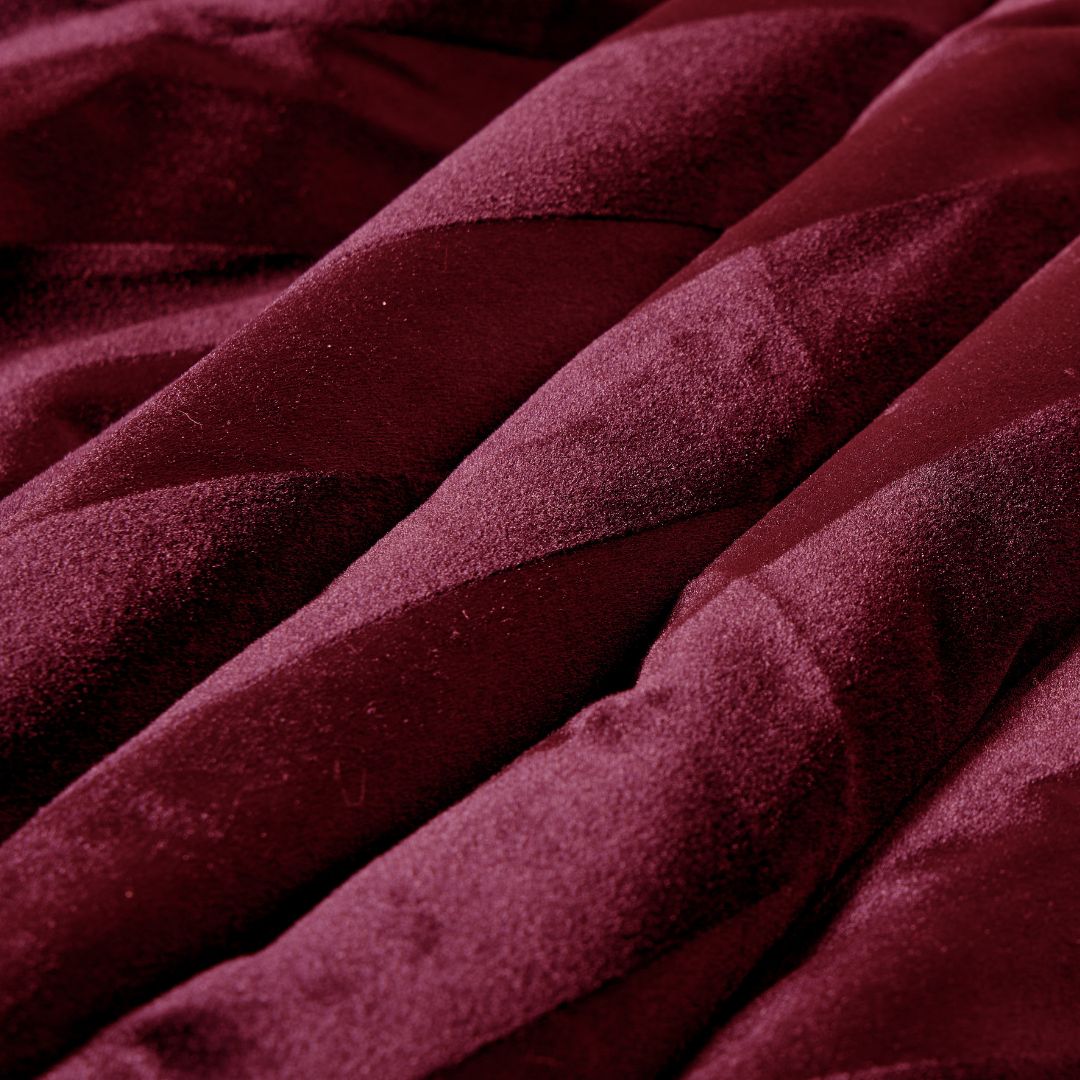 Cherry Red Velvet Stripe Snuggle Fleece Comforter Set