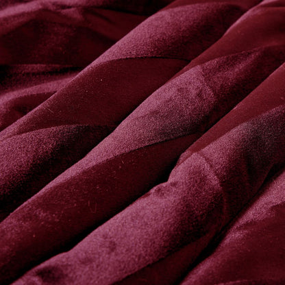 Cherry Red Velvet Stripe Snuggle Fleece Comforter Set