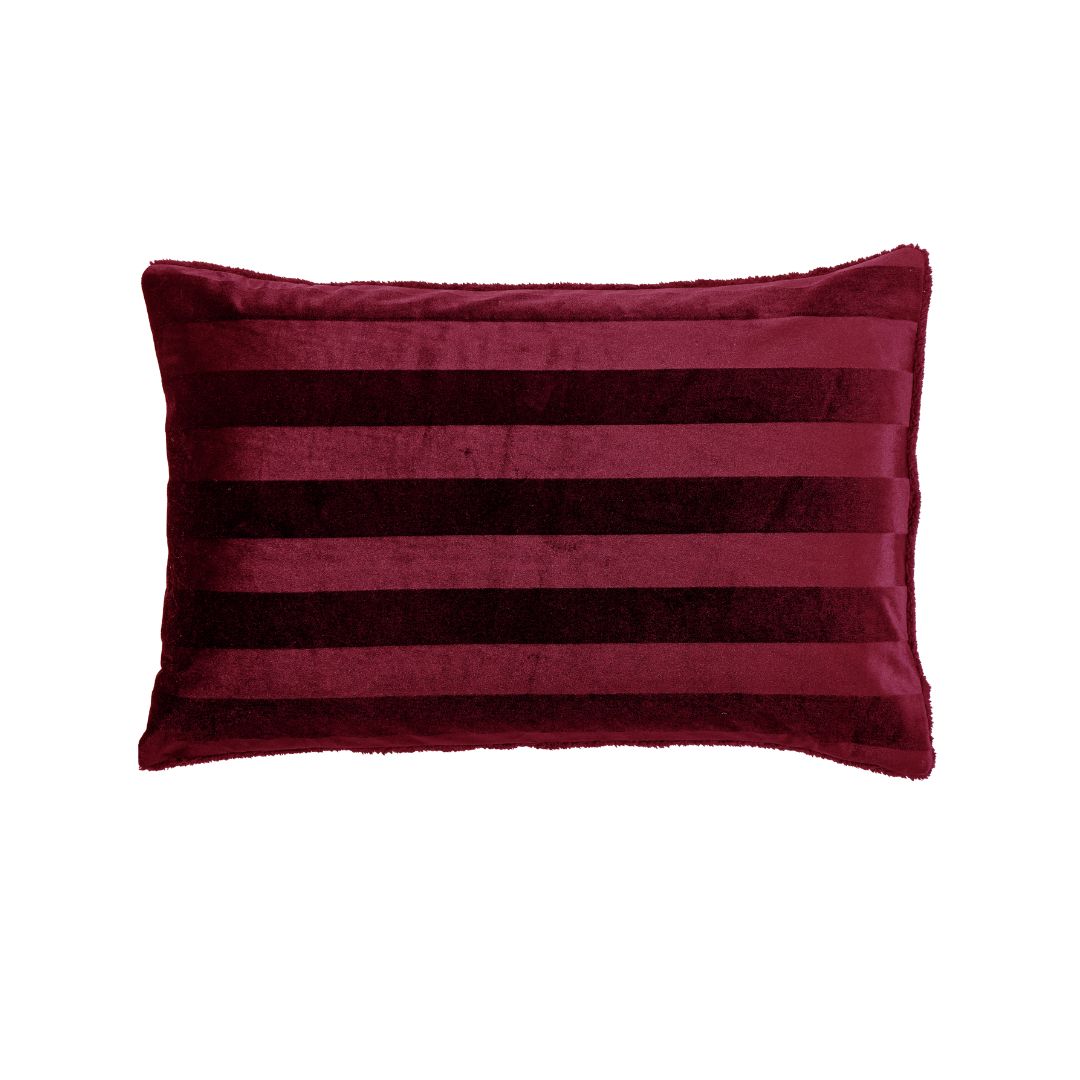 Cherry Red Velvet Stripe Snuggle Fleece Comforter Set
