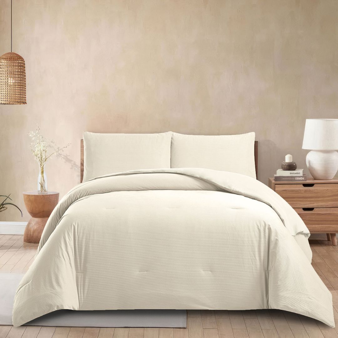 Vanilla Corduroy Comforter Set