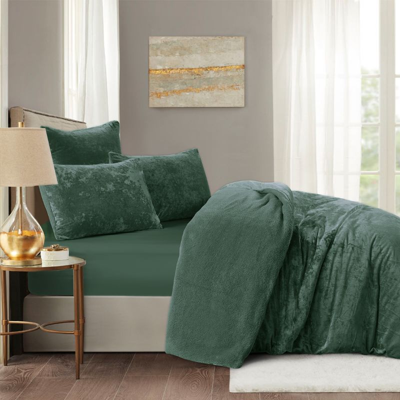Sage Velvet Crushed Snuggle Fleece Comforter Set