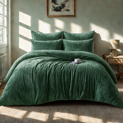 Sage Velvet Crushed Snuggle Fleece Comforter Set