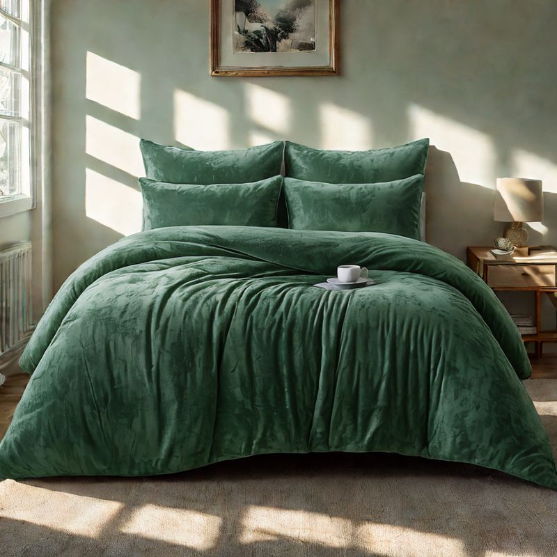 Sage Velvet Crushed Snuggle Fleece Comforter Set