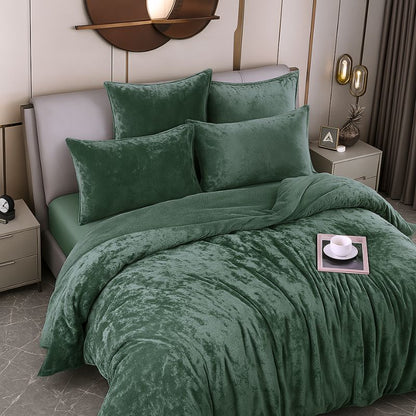 Sage Velvet Crushed Snuggle Fleece Comforter Set