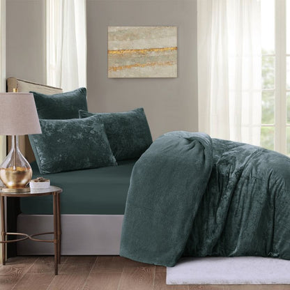 Sage Velvet Crushed Snuggle Fleece Comforter Set