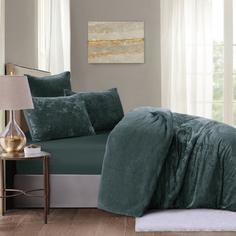 Sage Velvet Crushed Snuggle Fleece Comforter Set