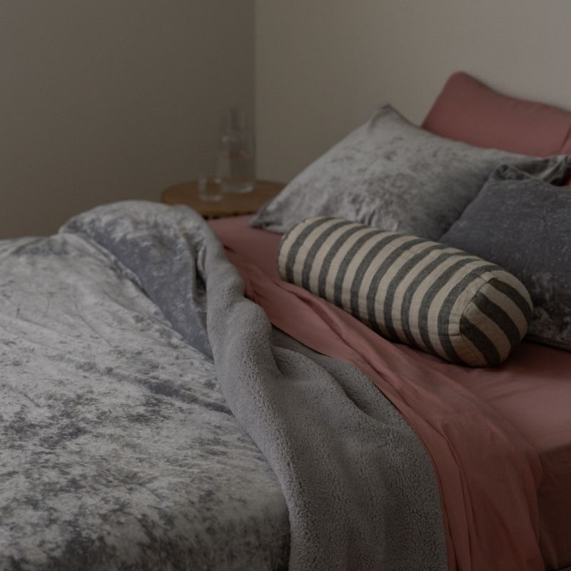 Silver Velvet Crushed Snuggle Fleece Comforter Set