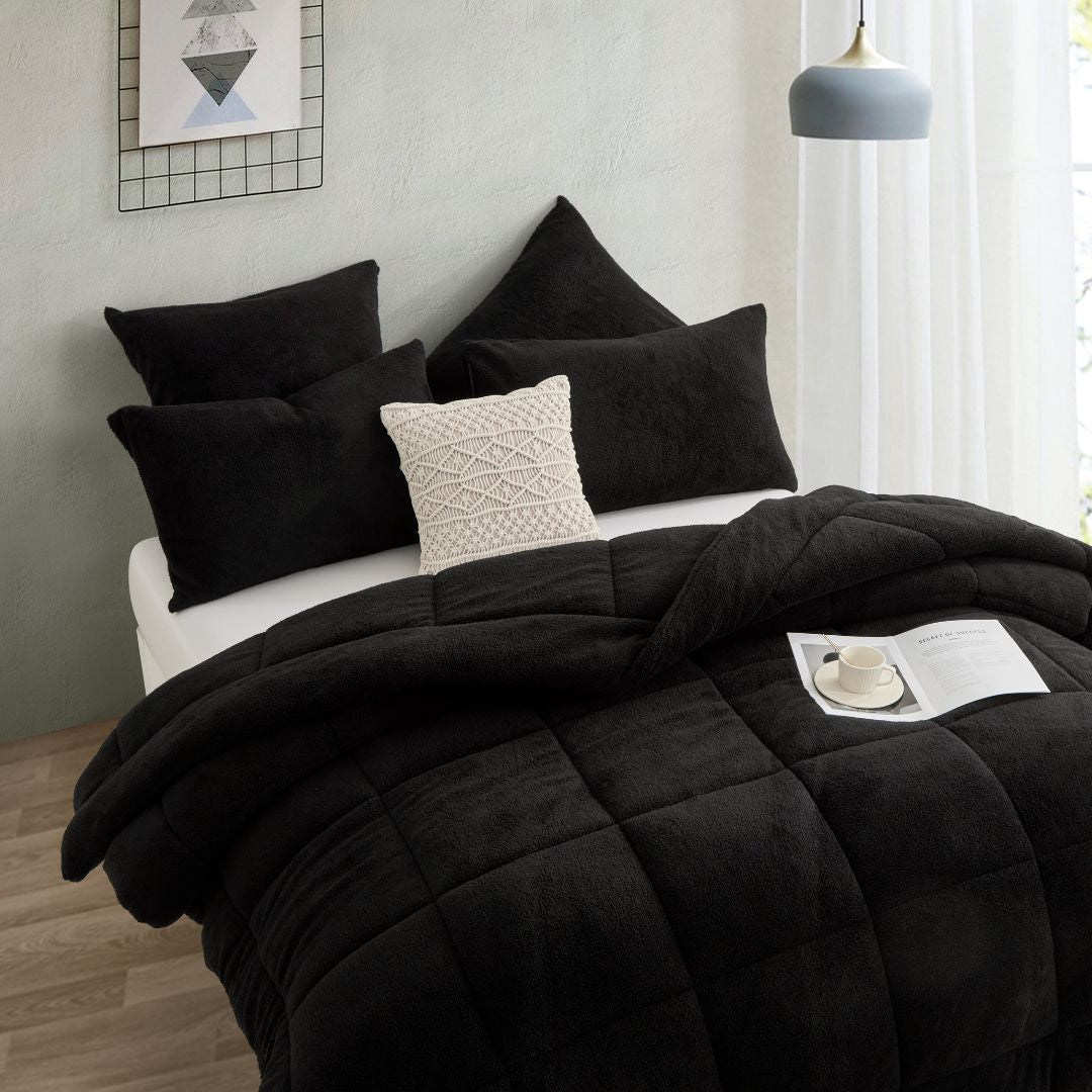 Black Snuggle Fleece Comforter Set