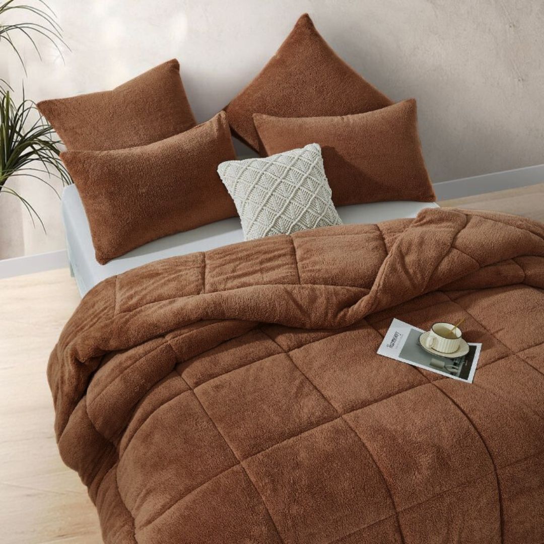 Mocha Snuggle Fleece Comforter Set