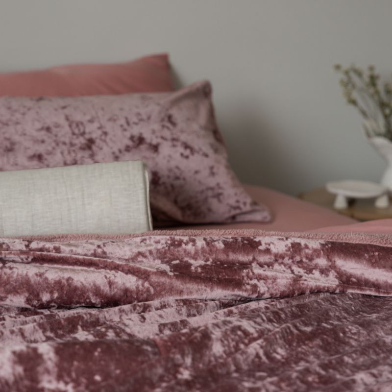 Shell Pink Velvet Crushed Snuggle Fleece Comforter Set