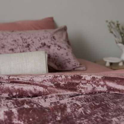 Shell Pink Velvet Crushed Snuggle Fleece Comforter Set